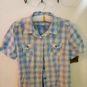 The North Face Blue and Cream Plaid Womens Shirt